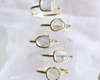 1pc Diamond Slice Bezel Set Unique Engagement Ring Wedding Transparent Alternative Bride Bridal Ring 925 Sterling Silver Polki Ring On Sale.
