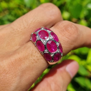 Natural Ruby Eternity Ring, July Birthstone Ruby,Diamond Band, Gemstone Jewelry