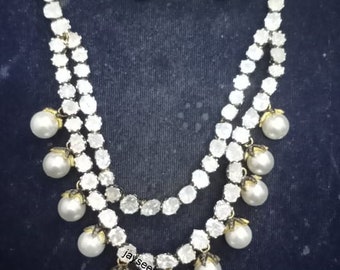 Handmade Sterling Silver Polki Diamond & Pearl Necklace Set