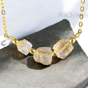 Raw Citrine Beads Necklace - November Birthstone Nugget Necklace - Healing Crystal Rough Necklace - Birthday Gift - Selling Per Necklace