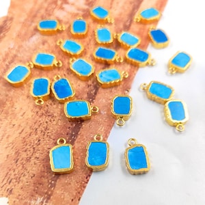 Turquoise Stone Slice Pendant - 7-12mm, December Birthstone, Flat & Organic Shape, Beach Wedding Jewelry, Sold Per Piece