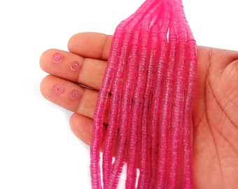 8 inch 1 Strand Hot Pink Acrylic Heishi 6mm Beads, Flat Disc Beads, Acrylic Bracelet Beads