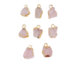 Collana con pendente in quarzo rosa grezzo placcato oro/argento, 1 pezzo, pendente a forma libera in pietra grezza oro/argento, regalo per donna