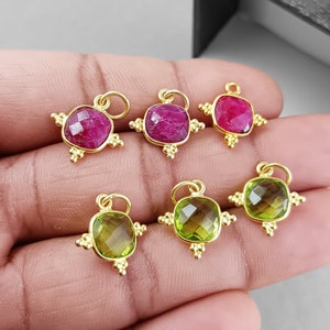 925 Sterling Silver Gemstone Bezel Cushion Shape Charms: Elevate Your Jewelry Creations with Superior Quality and Style"