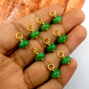 Colgante de cuarzo fresa verde, dijes pequeños, dije con enganche y alambre de plata/oro, dijes de piedra lisa, dije con alambre