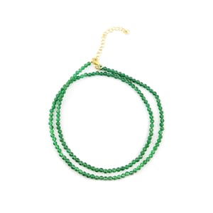 Emerald Beaded Necklace, May Birthstone, 3-4mm Faceted Rondelle Beads Beaded Jewelry, Bead Layer Necklace, Sterling Silver Chain