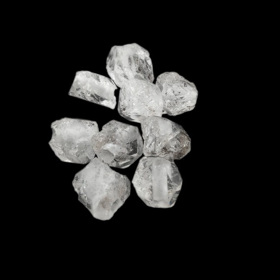 8-10mm Herkimer Diamond Gemstone Rough Beads, Drilled Herkimer Diamond Raw Stones, Rough Herkimer Gemstones, Loose Raw Herkimer Diamond
