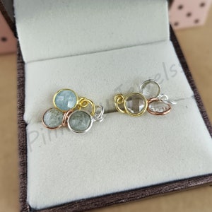 Tiny Round Pendant, Birthstone Bezel Charms Pendant, Faceted Gemstone Charm, Gold Vermeil Charms, Stone Size 6mm Selling By Per Piece image 3