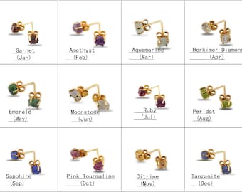 Tiny Prong Stud Earring, Stone Size 5mm to 7mm Aprx, All Birthstone Stud, Handmade Earrings, Gift For Her, Raw Earrings, Selling Per Pair,