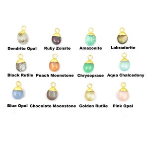 1 Pcs Lot Gemstone Smooth Tumbled Charm Pendant, Gold Electroplated Charm, Birthstone Gemstone Charm, Gift For Her