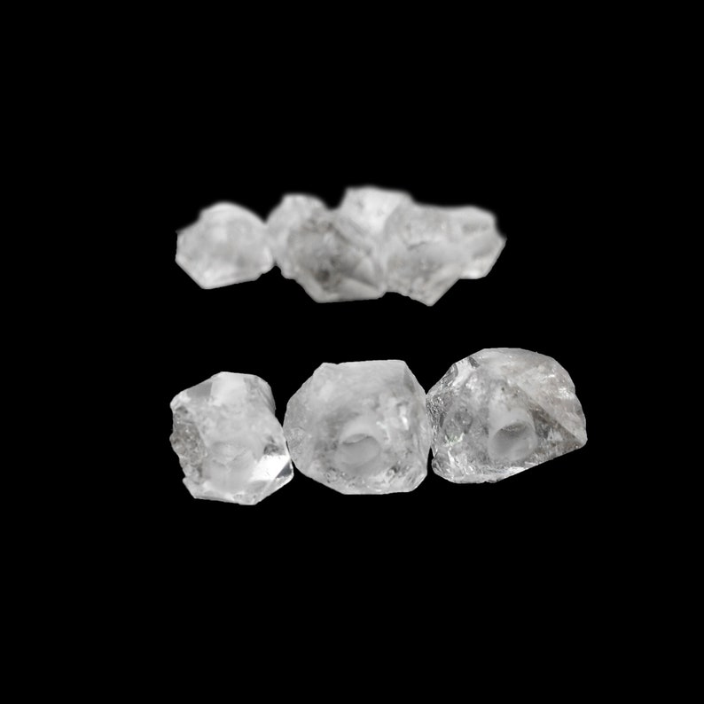 8-10 mm Herkimer diamant ädelsten grova pärlor, borrade Herkimer diamant råa stenar, grova Herkimer ädelstenar, lösa råa Herkimer diamanter bild 2