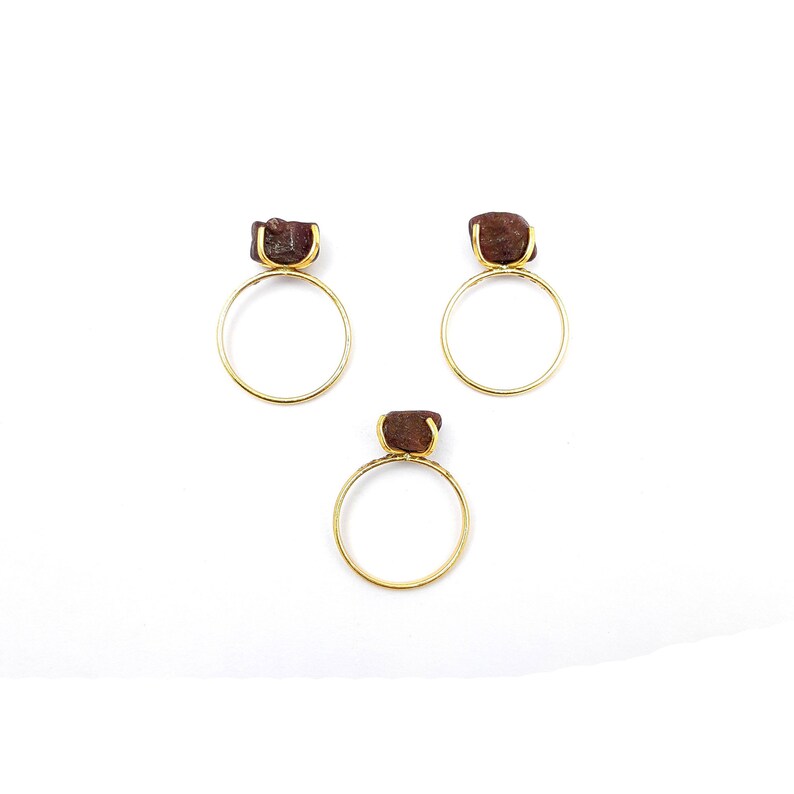 Ruby Raw Ring 1 Pcs Lot. July Birthstone Ring Gold Plated Ring Pave Cz Set Ring Prong set Ring