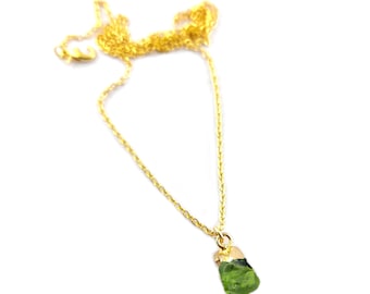 Crystal Raw Moldavite Necklace, Healing Crystal for Growth, Birthday Gift for Her, April,May Birthstone Necklace, Heart Chakra Love Necklace
