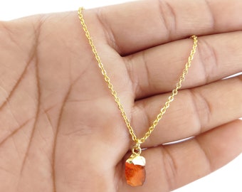 Raw Carnelian Crystal Necklace, Healing Crystal for Growth, Birthday Gift for Her, September Birthstone Necklace, Heart Chakra Love Necklace