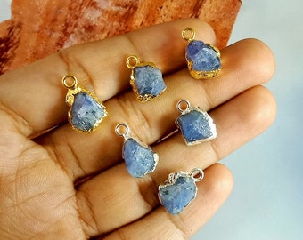 1Piece Raw Tanzanite Tiny Pendant Gemstone Gold/Silver Electroplated Pendant Necklace,Rough Gemstone Pendant Gold/Silver,Gifts For Women