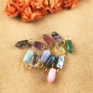 Small Spike Pendant, Gold Vermeil Drilled Stone Pendant Stone Semi Precious Gemstone, Faceted Spike Charms Pendant,  Selling By Per Piece