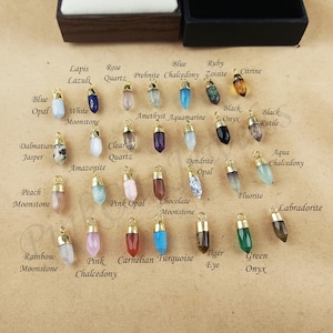 Tiny Spike Pendant, Gemstone Charms Pendant, Silver/Gold Electroplated Cap and Bail Charm, Faceted Stone Charms, Birthstone Charm For Gift
