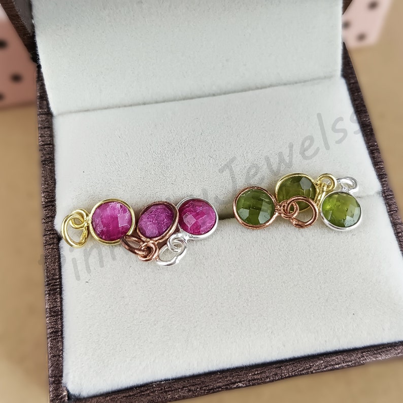 Tiny Round Pendant, Birthstone Bezel Charms Pendant, Faceted Gemstone Charm, Gold Vermeil Charms, Stone Size 6mm Selling By Per Piece image 5