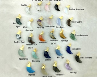 Half Moon Electroplated Charm, Crescent Shape Pednant, Faceted Gemstone Pendant, Handmade Charms Pendant, Selling By Per Piece
