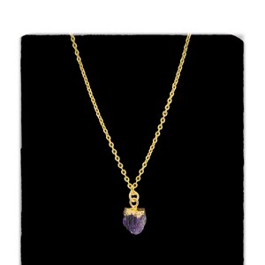 Crystal Raw Amethyst Necklace, Healing Crystal for Growth, Birthday Gift for Her, February Birthstone Necklace, Heart Chakra Love Necklace