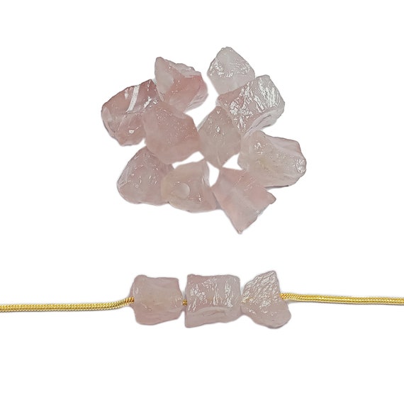 8-10mm Rose Quartz Gemstone Rough Beads, Drilled Rose Quartz Raw Stones, Rough Rose Quartz Gemstones, Loose Raw Natural Rose Quartz, 1 Piece