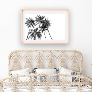 Black And White Palm Tree Print, Tropical Print, Printable Beach Photography, Hawaii Poster Print, Palm Beach Photo, Palms Photo Download
