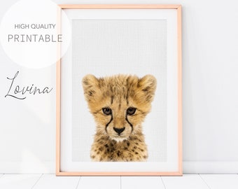Cheetah Cub Print, Safari Nursery Wall Art, Cheetah Print, Safari Nursery Decor, Baby Animal Nursery Print, Safari Nursery Animals Download