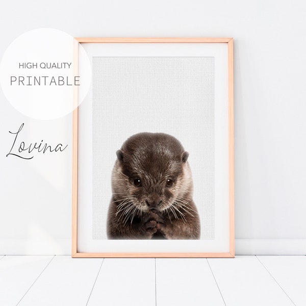 Otter Print, Baby Animal Prints for Nursery, Sea Animal Art, Baby Animal Nursery Print, Nursery Animals, Otter Printable, Digital Download