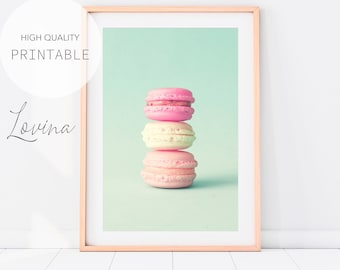 Macaroons Poster, Cute Candy Print, Macaroons Prints, Cotton Candy Print, Pink Candy Print, Cute Girls Gifts, Pink Nursery Poster Download