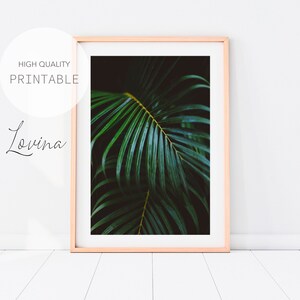 Fern Wall Art Decor, Tropical Leaf Print, Minimalist Plant Art, Leaves Poster Print, Fern Wall Art Print, Digital Download