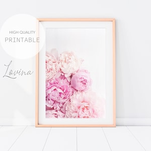 Pink Peony Print, Floral Wall Art, Flower Print, Pink Peonies Print, Peony Wall Art, Pink Floral Print, Peonies Wall Art, Digital Download