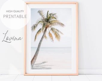 Palm Tree Print, Beach Photography, DIGITAL DOWNLOAD, Palm Beach Print Art, Minimalist Palm Tree Wall Art, Coastal Wall Decor, Hawaii Poster