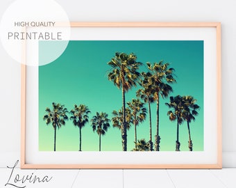 Palm Trees Tropical Wall Art, Palm Tree Photo Print, Printable Tropical Palms Poster, Beach Palm Photography, Palm Prints, Digital Download