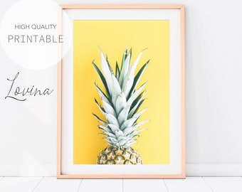 Printable Pineapple Print, Tropical Fruit Art, Digital Pineapple Photo, Pineapple Art Print, Pineapple Artwork, Pineapple Digital Download