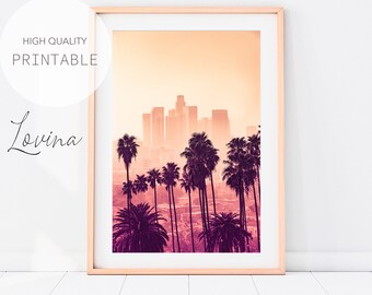Los Angeles Print, California Palms, Los Angeles Poster, California Palm Tree Wall Art, LA Palm Trees Print, Los Angeles Digital Download