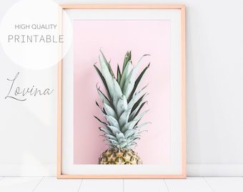 Pink Pineapple Print, Pineapple Wall Art, DIGITAL DOWNLOAD, Pineapple Art Print, Pineapple Decor, Pineapple Printable, Pineapple Poster