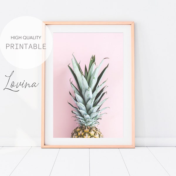 Pink Pineapple Print, Pineapple Wall Art, DIGITAL DOWNLOAD, Pineapple Art Print, Pineapple Decor, Pineapple Printable, Pineapple Poster