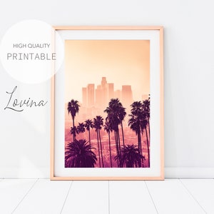 Impresión imprimible de Los Ángeles, California Palms, Los Angeles Poster, California Palm Tree Wall Art, Los Angeles Artwork, LA Palm Trees Print