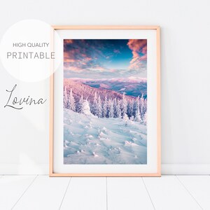 Winter Snow Poster, Snow Trees Forest Print, Winter White Forest Wall Art, Winter Snowy Trees Print, Winter Forest Print, Digital Download