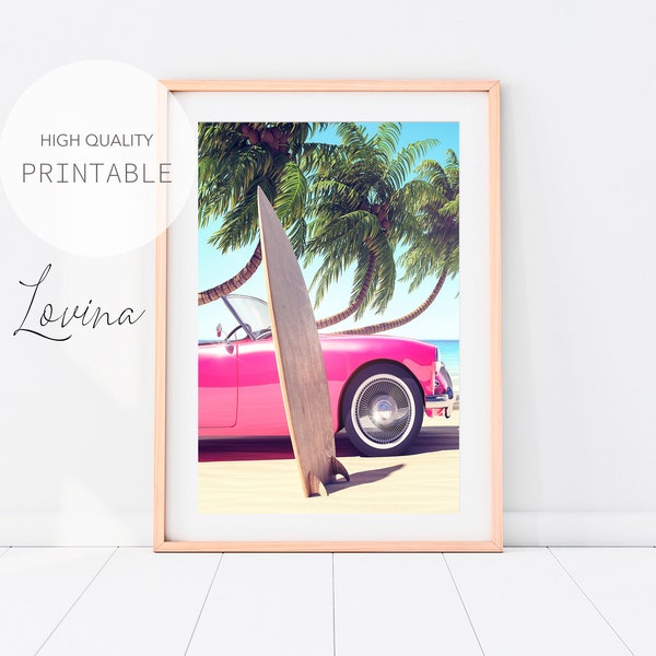 Pink Cadillac Print, Pink Retro Car, Vintage Car Photo, Vintage Cadillac Photography, Vintage Pink Car, Retro Car Print, Digital Download