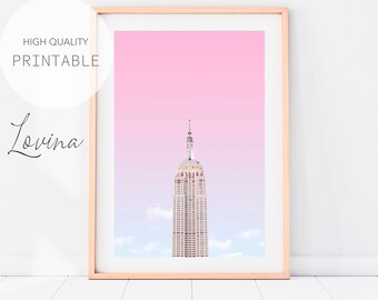 New York Print, Empire State Building Poster, NYC Wall Art, Printable New York Poster, New York Skyline, NYC Photography, Digital Download