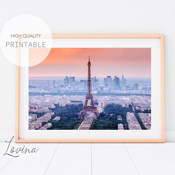 Paris Skyline Poster, Paris Photography, Paris Poster, Skyline Printable, City Skyline Poster, Travel City Skyline, Paris Digital Download