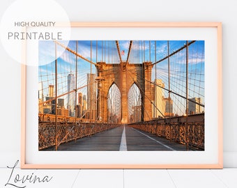 Brooklyn Bridge Print, New York City Photo, NYC Wall Art, New York Brooklyn Photo, New York Photograph, Travel Photo, NYC Printable Download