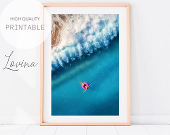 Modern Beach Photography, Coastal Ocean Print Digital Download, Printable Ocean Waves Print, Printable Beach Art, Ocean Digital Art Download