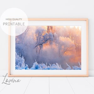 Winter Wall Art, Snowy Forest Print, Printable Winter Forest Print, Snow Photo, Snow Wall Art, Snow Poster, Winter Photograph, Digital Art