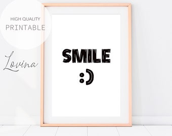 INSTANT DOWNLOAD Smile Print | Typography Poster | Inspirational Wall Art | Printable Home Decor