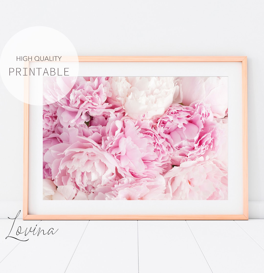 Blush Pink Peonies Poster, Peony Wall Art Print, Pastel Peony Poster ...