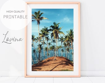 Palm Trees Wall Art, Beach Coastal Print, Hawaiian Print, Printable Palm Trees Download, Beach Wall Art Decor, Palm Trees Digital Download