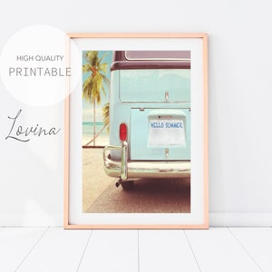Vintage Beach Print, Retro Van Wall Art, DIGITAL DOWNLOAD, Vintage Van Print, Summer Van Poster, Retro Van Poster, Vintage Camper Van Print