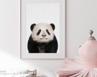 Panda Print Nursery, Baby Nursery Animals, Panda Wall Art, Kids Bedroom Poster, Nursery Printable Wall Art, Panda Digital Download